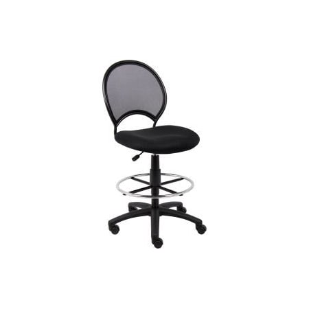 Global Equipment Boss Mesh Drafting Stool - Fabric - Black O-16215